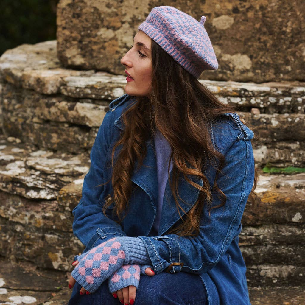 Forever England / Millie Mae – wholesale Beret – Women's – Lola Beret - Sky Blue / Pink3