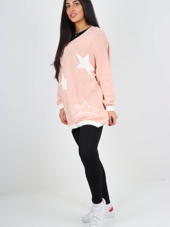 Miss Bold – wholesale Tunic sweater – Women’s – Italian Oversized Star Print Long Sleeve Jumper38
