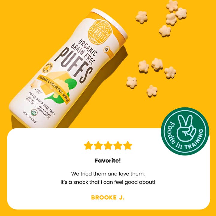 Serenity Kids - Wholesale Puffed Snack - Cheddar & Cauliflower Spinach Organic Grain Free Puffs (6 Cans)6