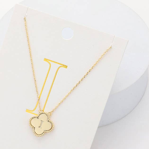 Sensibling Corp. - Wholesale Pendant/Charm Necklace - Quatrefoil Initial I Pendant Necklace
8