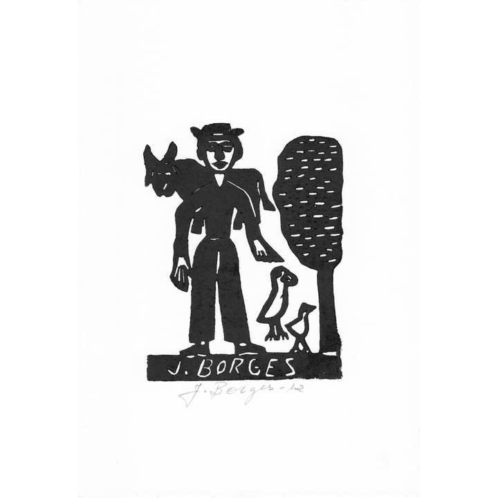 Sm. J. Borges Woodblock Print, Farmer #203, Brazil for wholesale by Tesoros Trading Company
