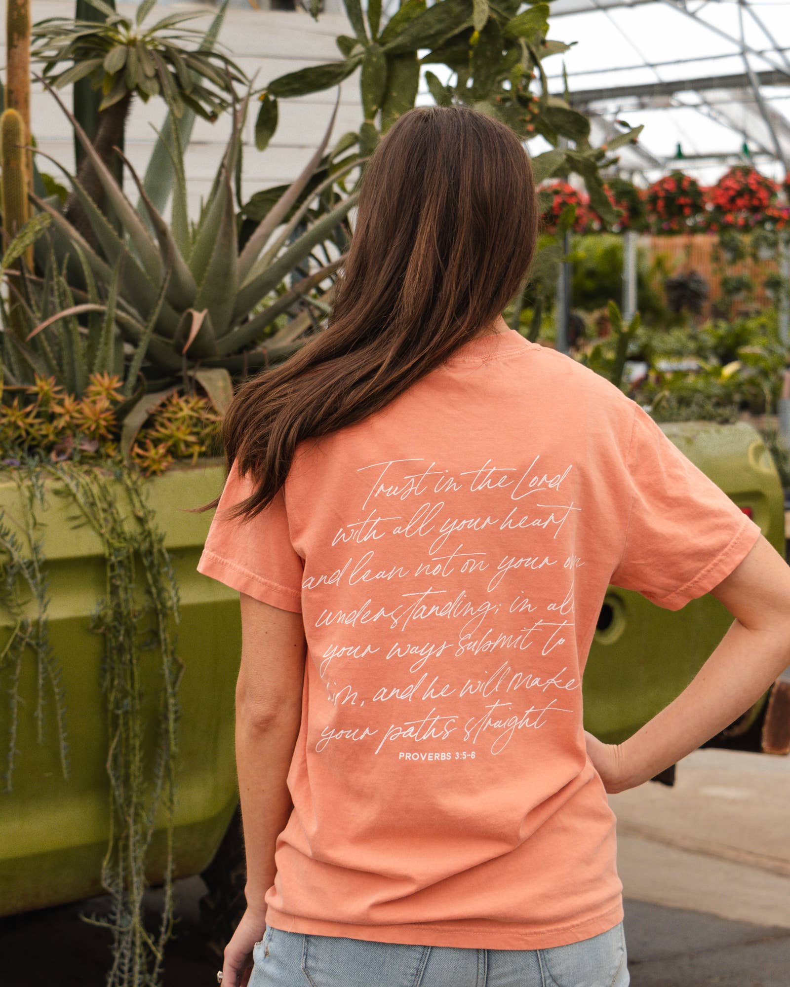 The Anastasia Co - Wholesale Screen Printed T-Shirt - Women's - Trust in the Lord Tee - Peach0