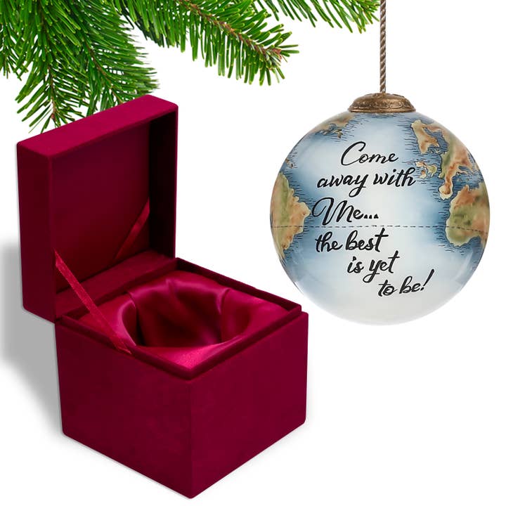 Inner Beauty Gifts - Wholesale Ornament - Globe Earth World Map Hand Painted Glass Hanging Ornament