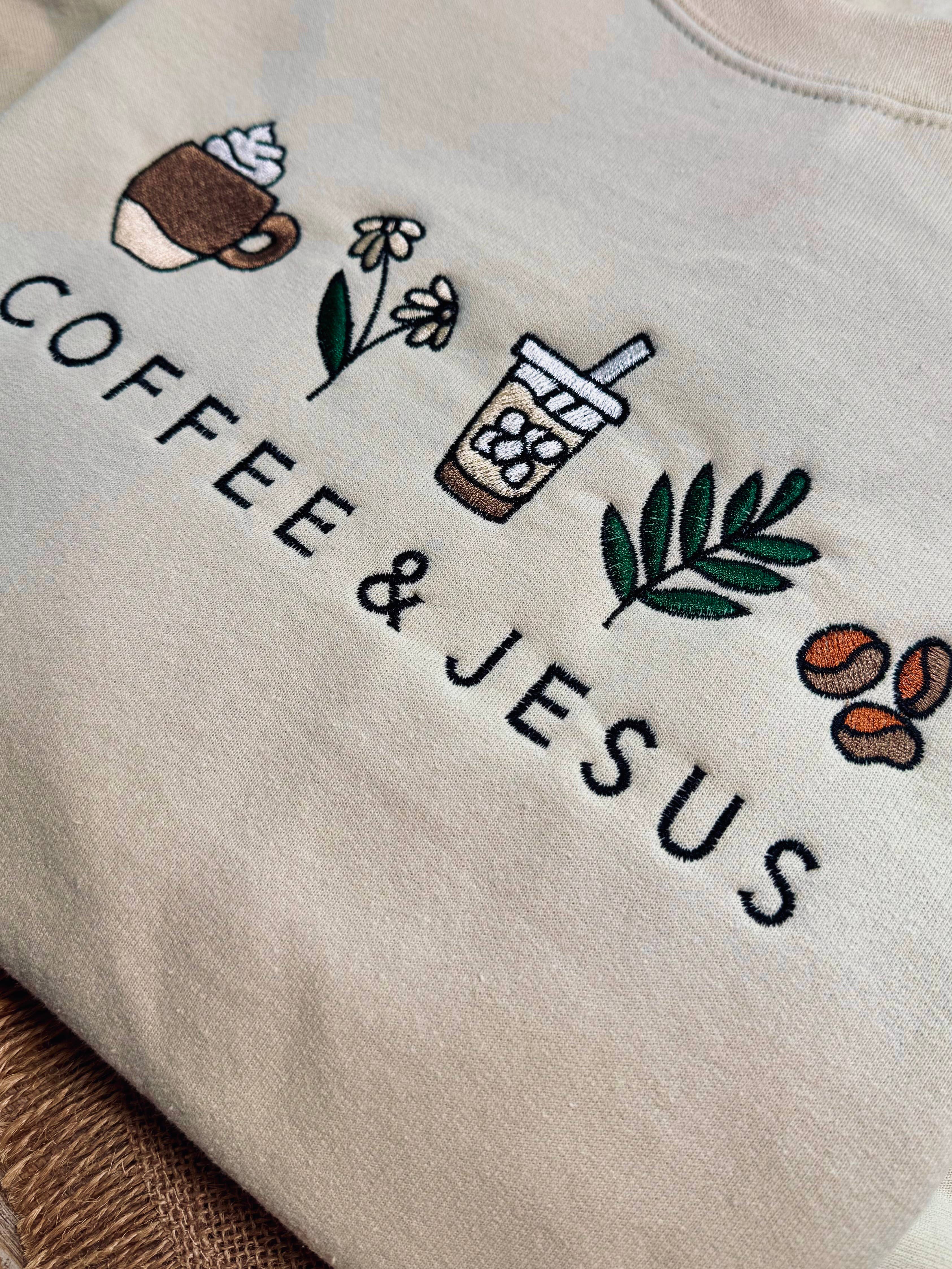 Gospel Gear Co - Wholesale Sweatshirt - Women's - Coffee And Jesus Embroidered Shirt2