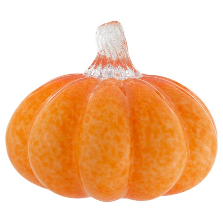 6" Round Orange Glass Pumpkin with Clear Stem Fall for wholesale by Boston International