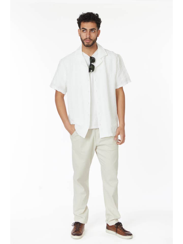 Crochet/Textured Short Sleeve Men's Shirt for wholesale on Faire