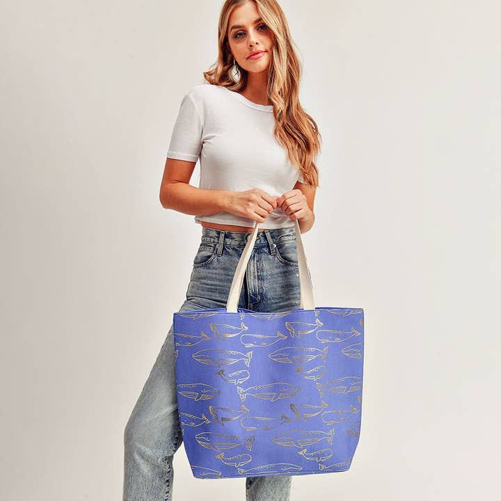 Sensibling Corp. - Wholesale Beach bag - Metallic Whale Beach Tote Bag3