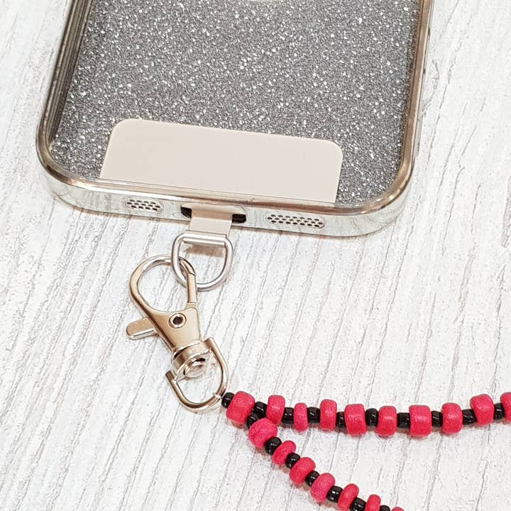 Gloria-Maris - Wholesale Phonecase Strap - Mobile phone chain coconut wood with stainless steel patch / 160cm HA025071