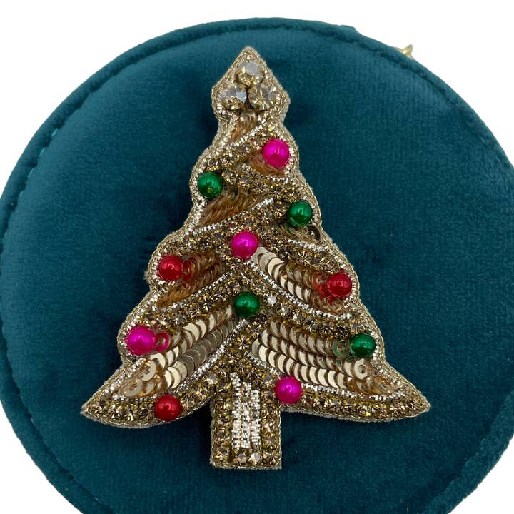 Joyero de viaje en color verde azulado - Broche de árbol de Navidad para venta al por mayor de Sixton London