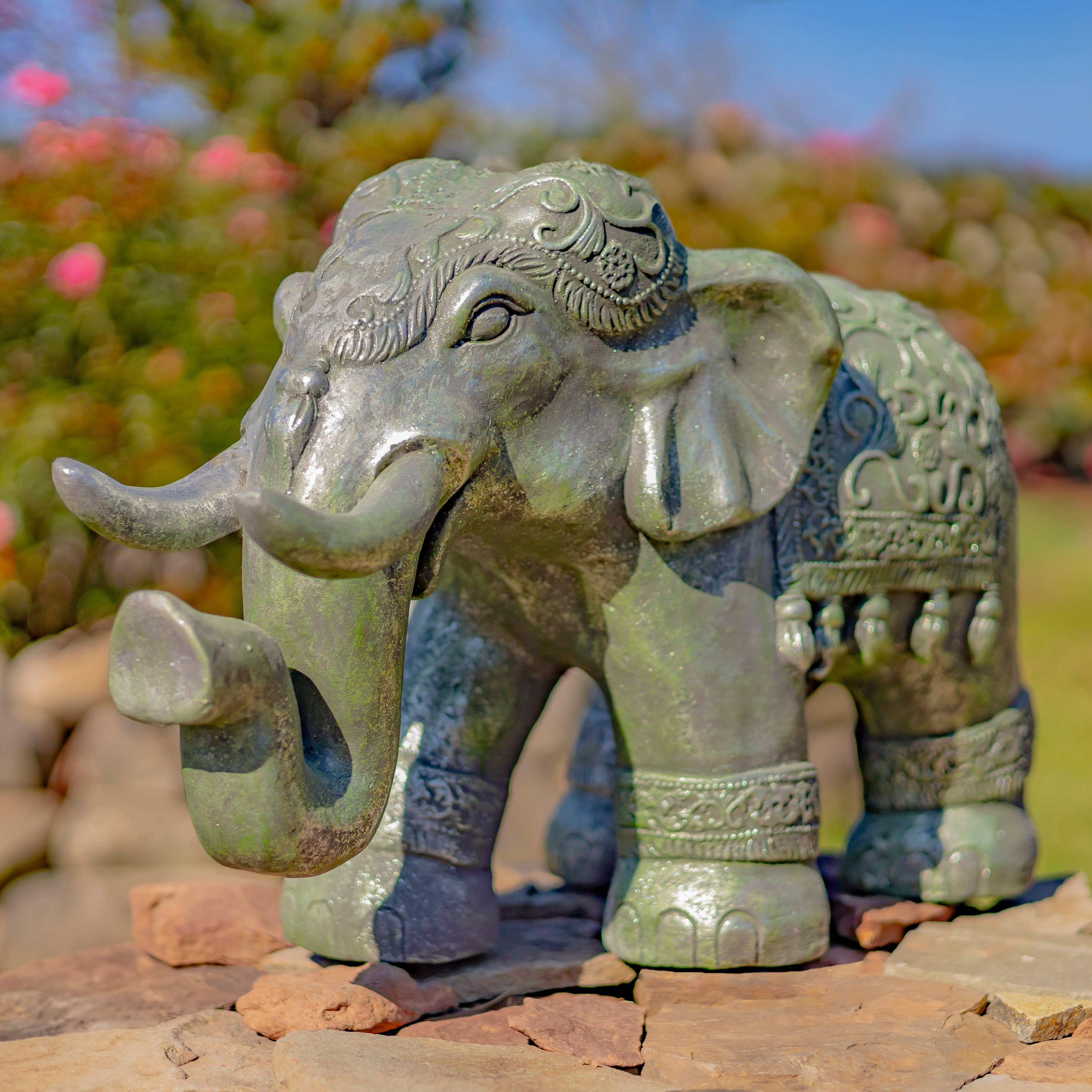 Zaer Ltd. International - Wholesale Outdoor Ornament/Decor - Magnesium Boho Elephant Statue- 3 Color Options15