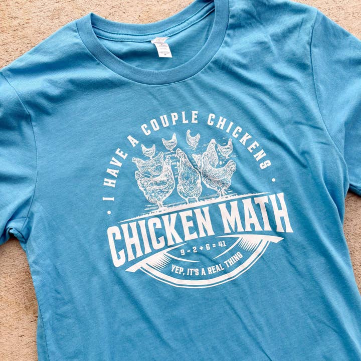 The Chicken Bawks - Wholesale Screen Printed T-Shirt - Unisex - Chicken Math - Aqua