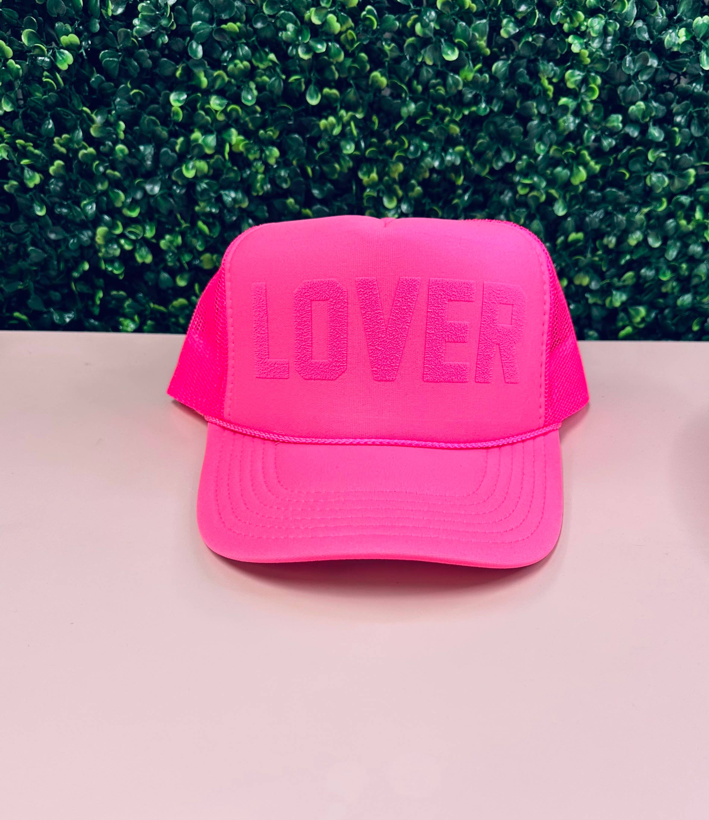 Littlebrightbird - Wholesale Trucker Hat - Women's - CUSTOM - Neon Pink Tonal Trucker Hat2