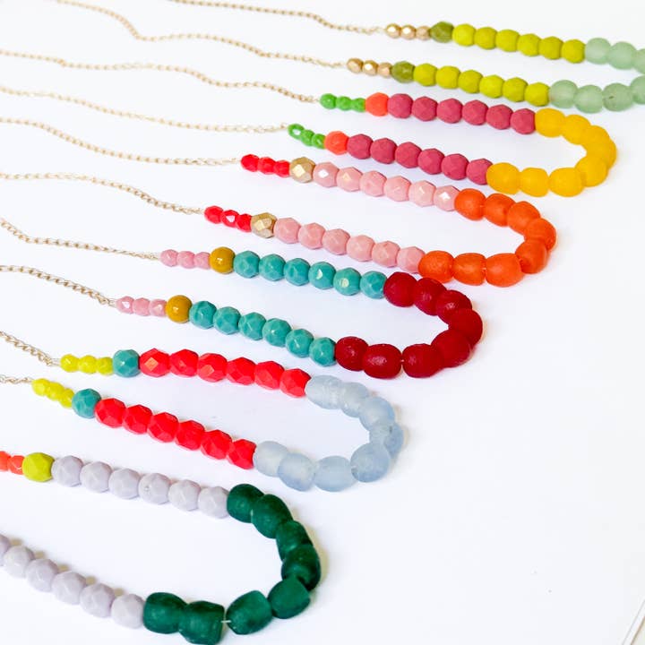 Nest Pretty Things - Wholesale Beaded/Pearl Necklace - Multicolor Recycled African Glass And Mixed Bead Necklace