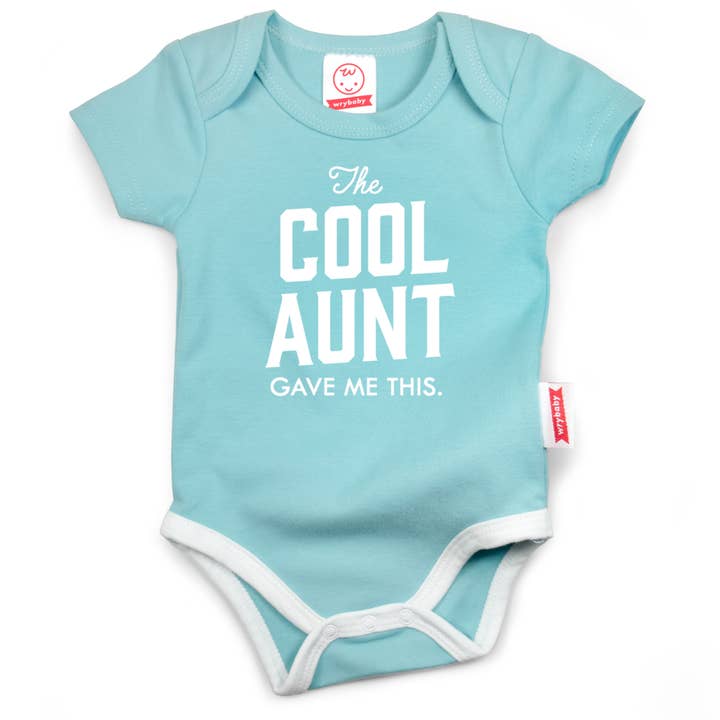 The Cool Aunt Gave Me This | Funny Baby Clothing | Teal for wholesale by Wry Baby