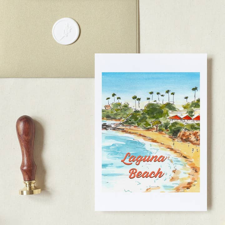 Maria Langgle - Wholesale Everyday Greeting Card - Laguna Main Beach Folded Greeting Card with Envelope 5x7 1