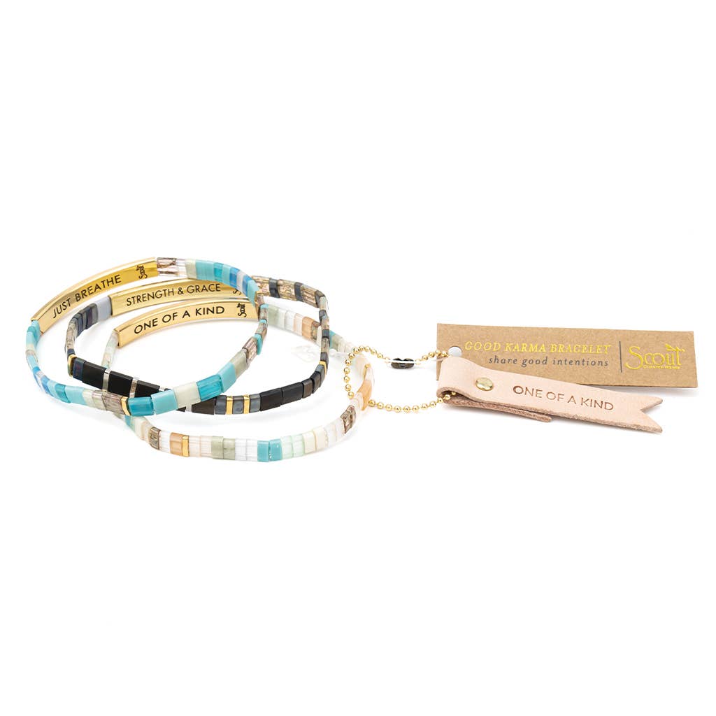 Scout Curated Wears - Wholesale Beaded Bracelet - Good Karma Miyuki Bracelet | Just Breathe - Turq/Green/S3