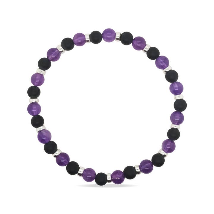 PULSEIRA AÇO INOXIDÁVEL & AMETISTA por atacado de Mountain Creek Jewellery