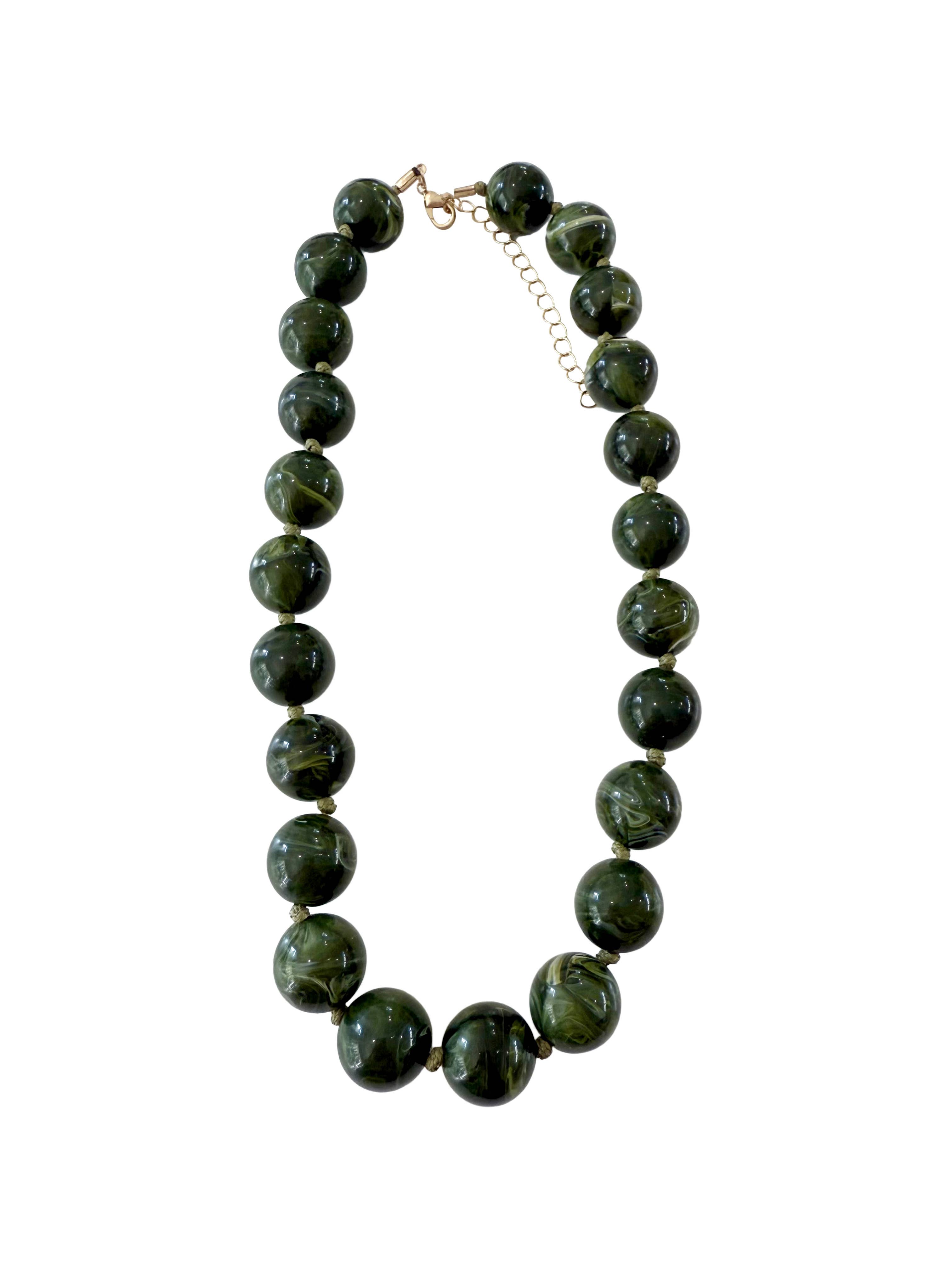 Gemelli - Wholesale Beaded/Pearl Necklace - Mabry Chunky Beaded Necklace- Emerald Green0