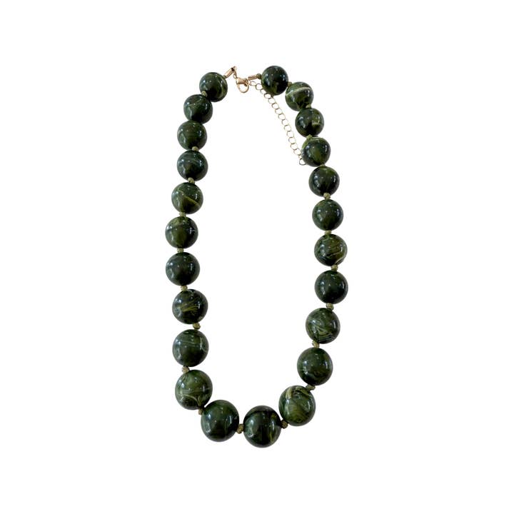 Gemelli - Wholesale Beaded/Pearl Necklace - Mabry Chunky Beaded Necklace- Emerald Green