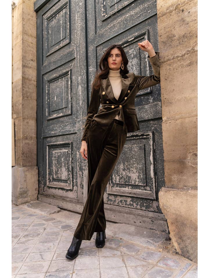 CHOKLATE PARIS - Wholesale Pants – Women's - High-waisted straight-cut velvet trousers - P222825