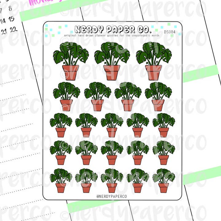 MONSTERA DELICIOSA — Handgezeichnete Planer-Aufkleber — Deco — DS084 für den Großhandel von NERDY PAPER CO.