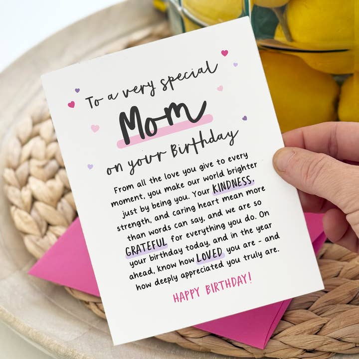 Heartfelt Birthday Card to Mom, Sentimental Words for wholesale by Kreate Paper Co.