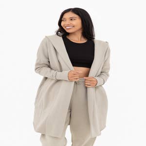 Thread & Supply Women's Open Front Soft Plush Long Cardigan W
