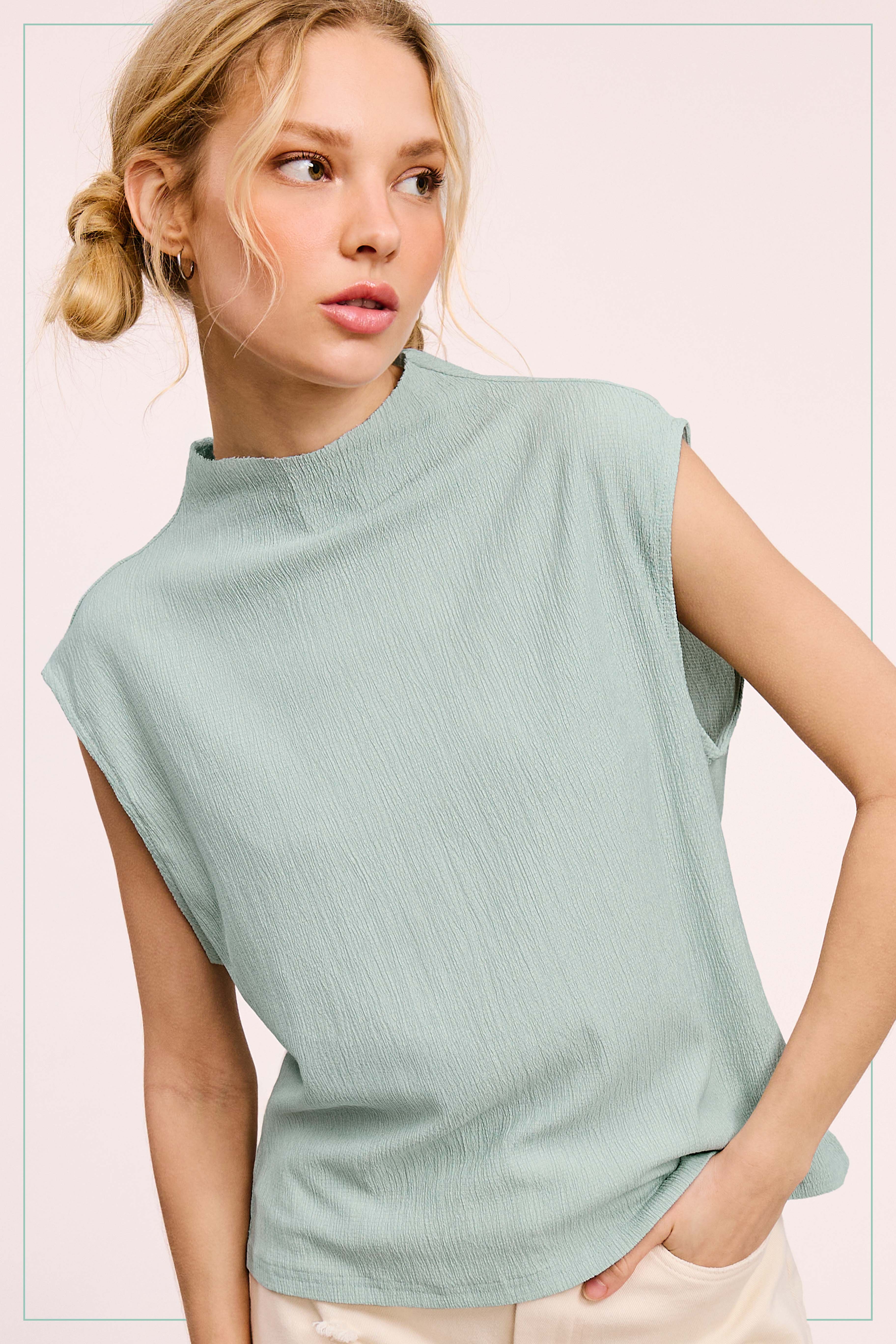 La Miel – Engroshandel Tanktop – Kvinder – HCT7705-elastisk krøllet stof ærmeløs top2