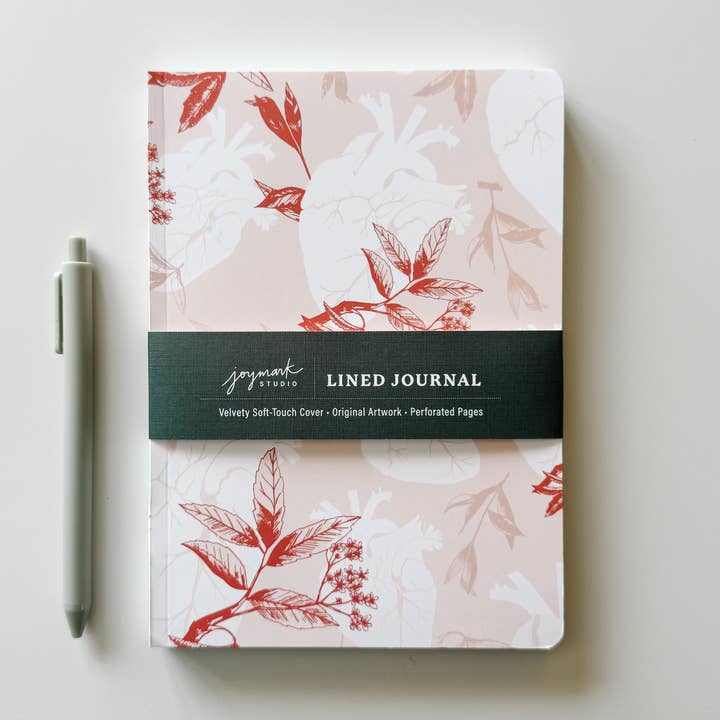 Diario anatómico forrado con corazones y botánica en tapa blanda para venta al por mayor de Joymark Studio