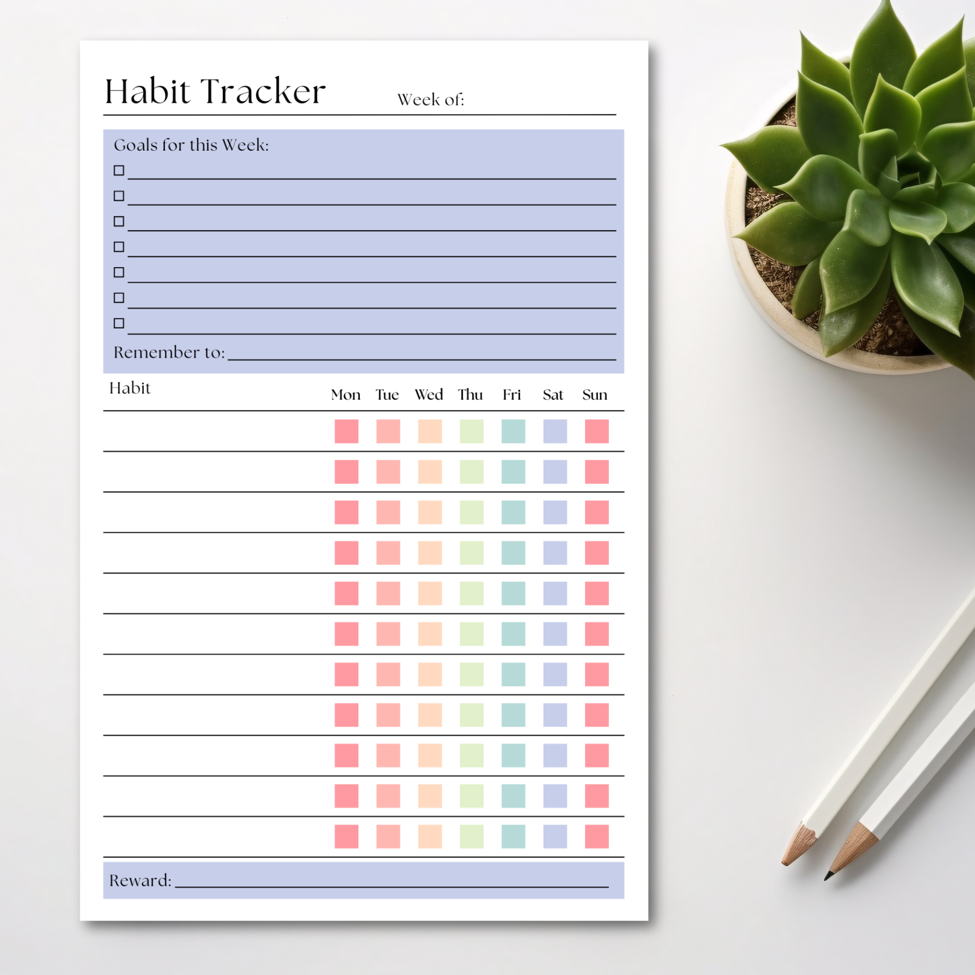 Eleventh and Taylor - Venta al por mayor Libretas - Rastreador de Hábitos Semanal: Bloc de Notas de 50 Páginas Desprendibles5