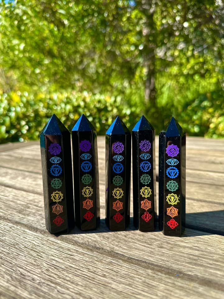 Wholesale Lot Natural Obsidian Chakra Obelisk Tower Point for wholesale by SunlitSage
