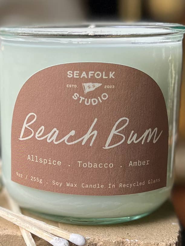 Beach Bum Soy Wax Candle. Eco-friendly. Made in New England. for wholesale by Seafolk