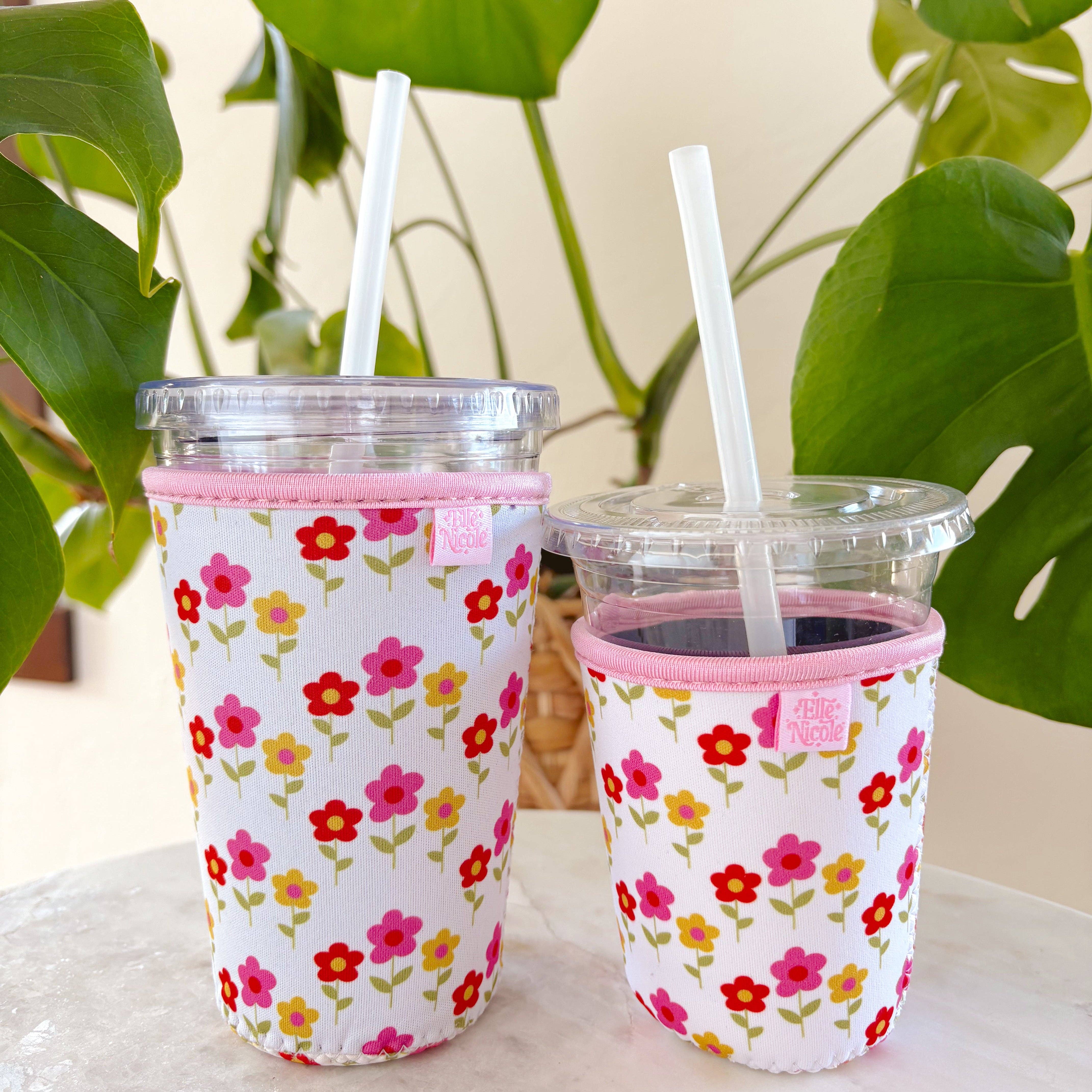 Elle Nicole - Wholesale Drink Huggers & Koozies - Coffee Cup Cover - Mod Floral - Iced Drink Sleeve1
