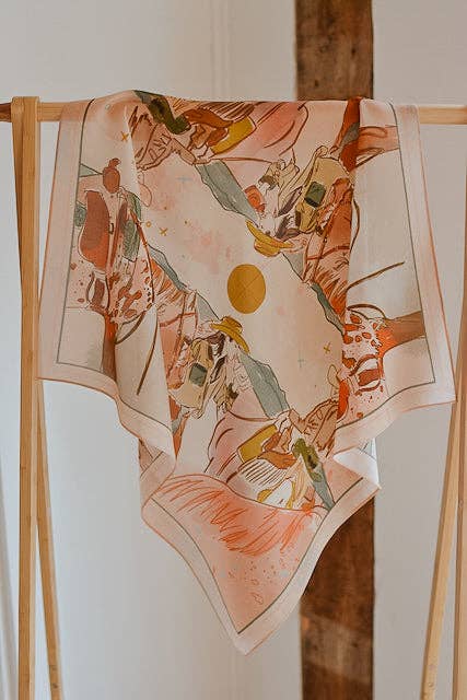 Tirzah Lane Art - Wholesale Scarf - Women's - September Ride Cowgirl Silk Scarf Wild Rag2