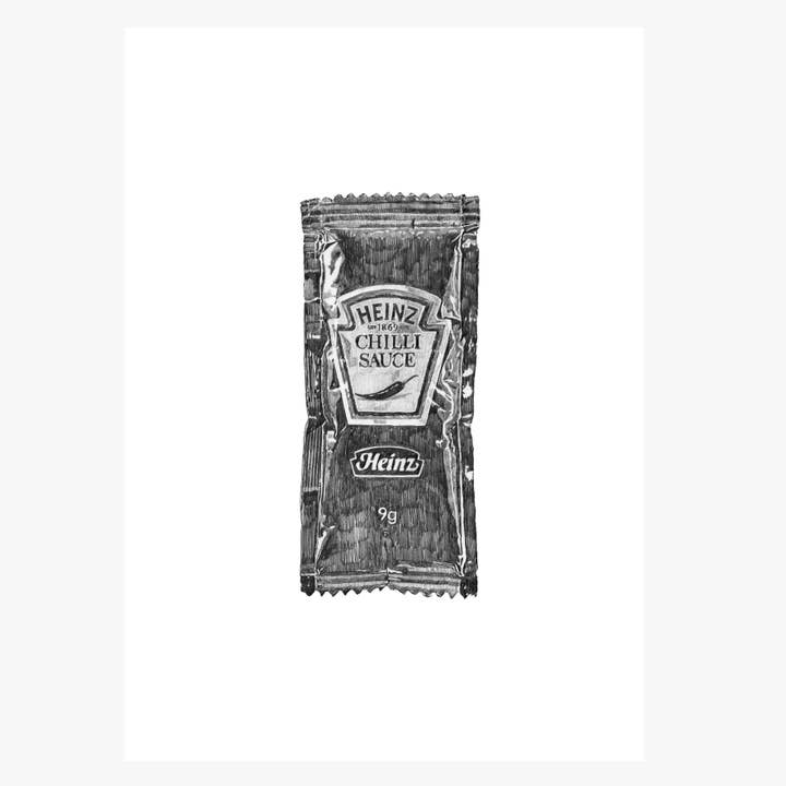 Ros Shiers - Wholesale Art print - Chilli Sauce Sachet Mini Print1