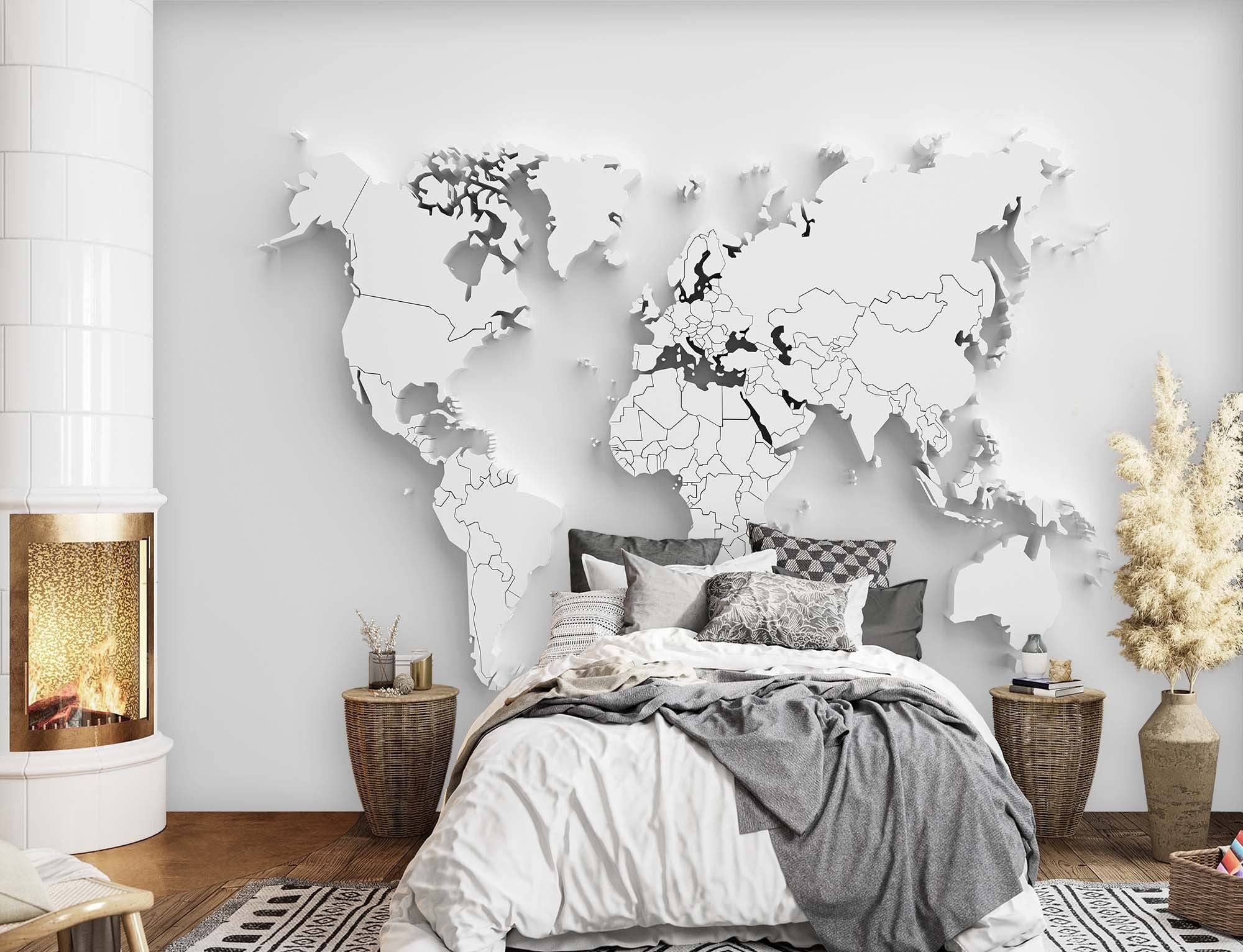 Motivartdesign – wholesale Tapetrulle – Foto Bakgrund Kontur av kontinenterna 3D1