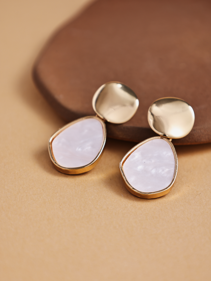 Revelari - Wholesale Dangle Earrings - Gold and Mother-of-Pearl Drop Earrings2