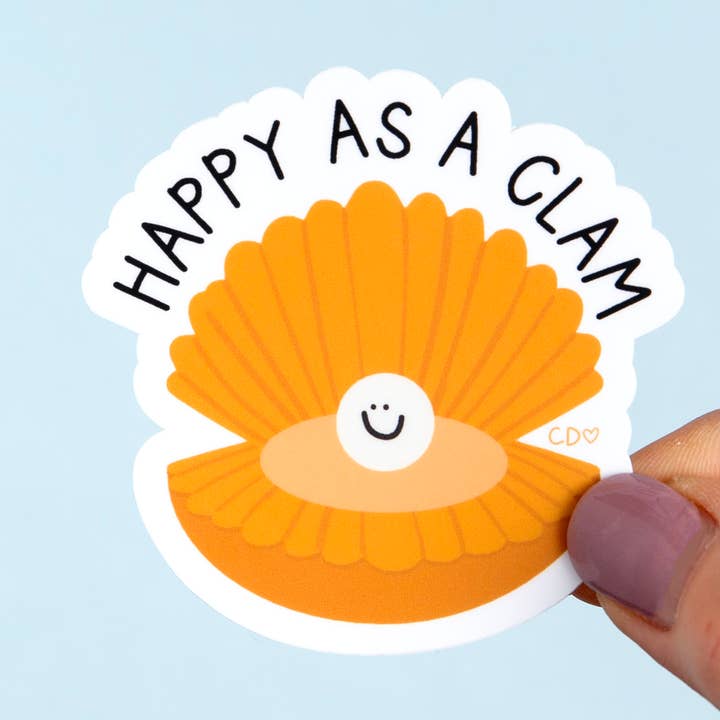 Autocollant Heureux Comme Une Palourde pour la vente par Callie Danielle