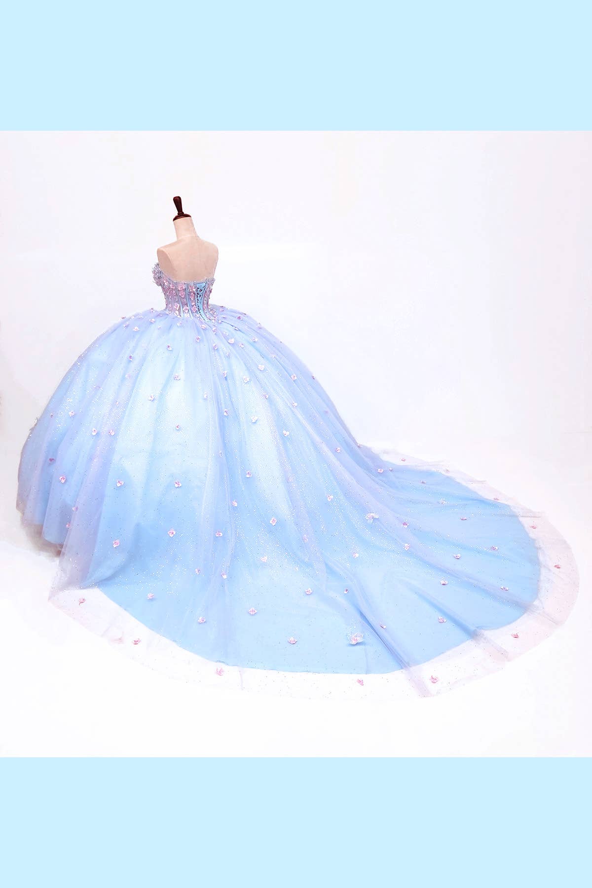 Bleu bébé/Lilas Robe de quinceañera bleu bébé avec fleurs lilas CHF3119 en vente sur Faire5