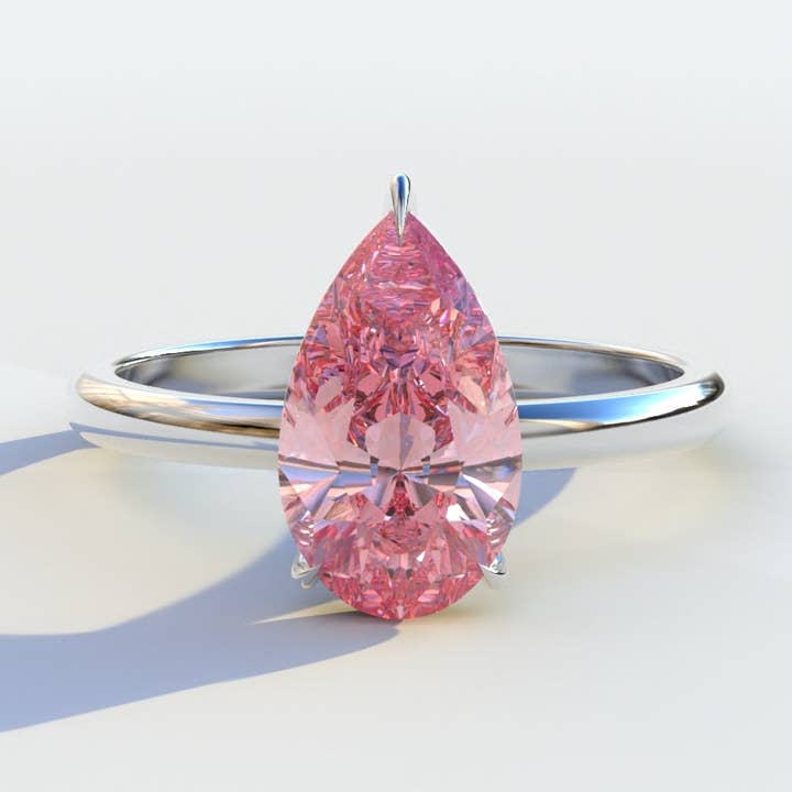 3 Carat Pink Pear Cut Solitaire Lab Grown Diamond Ring - Maniola for wholesale by Mohana Jewels - Luxury