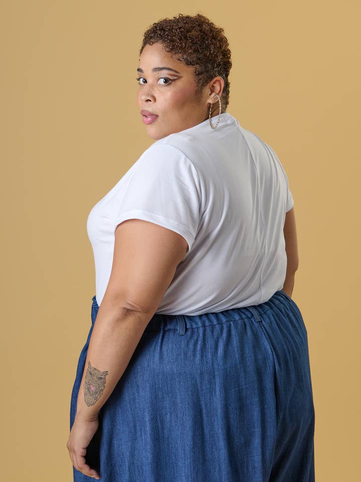 Mia T-Shirt - White Crew Neck for wholesale by Alice Alexander