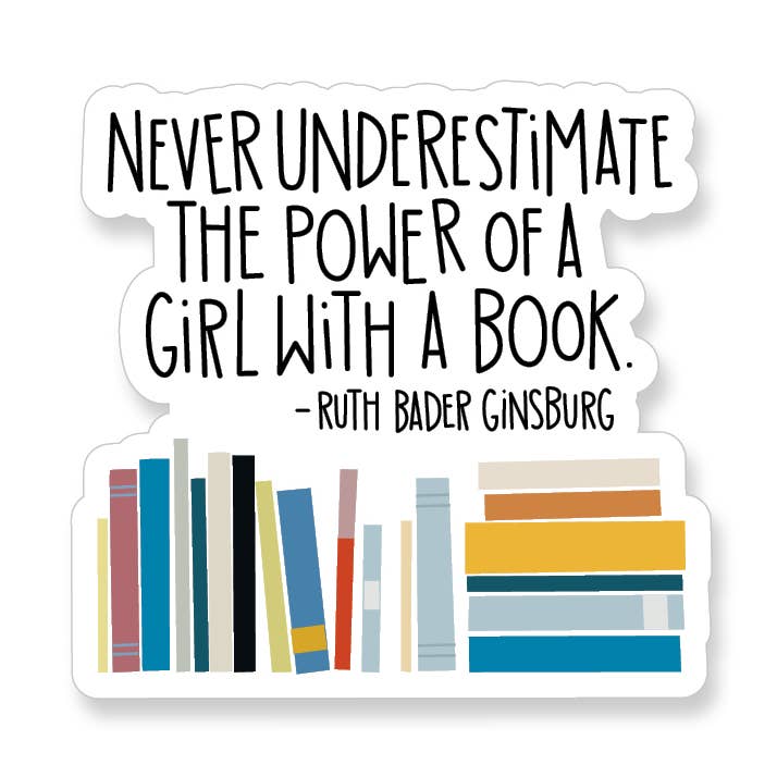 Apartment 2 Cards - Wholesale Sticker - Ruth Bader Ginsburg Girl with a Book Vinyl Sticker0