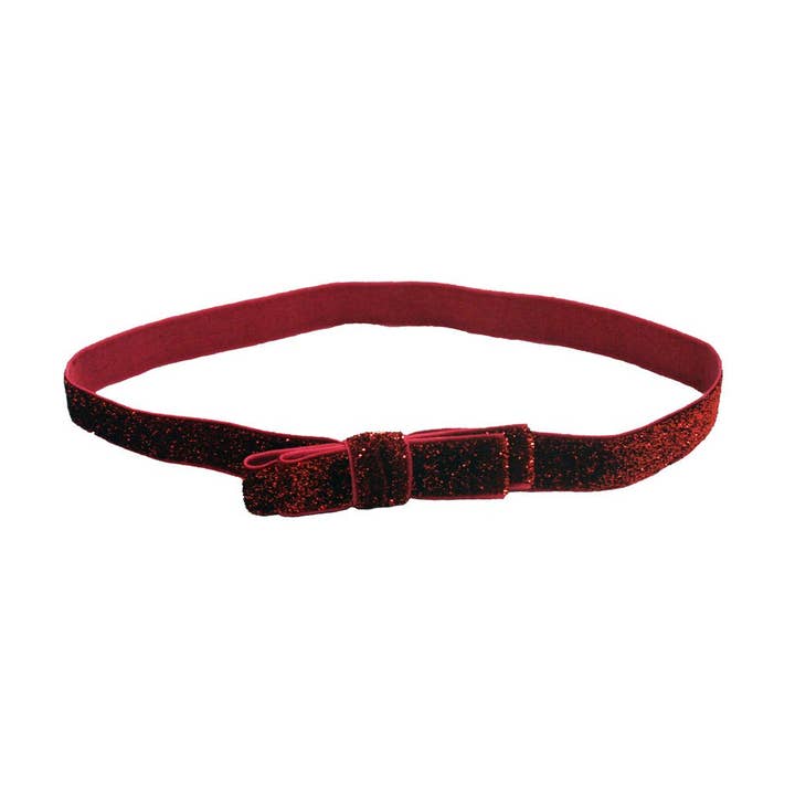 Mia Headband - Glitter Headband - Red W/Bow for wholesale by Mia