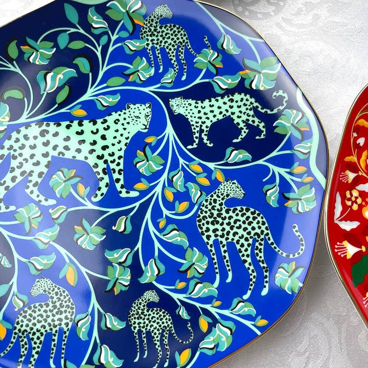 Jessie Zhao New York - Wholesale Salad Plate - Leopards Forest Bone China Salad Plates, Set of Four4
