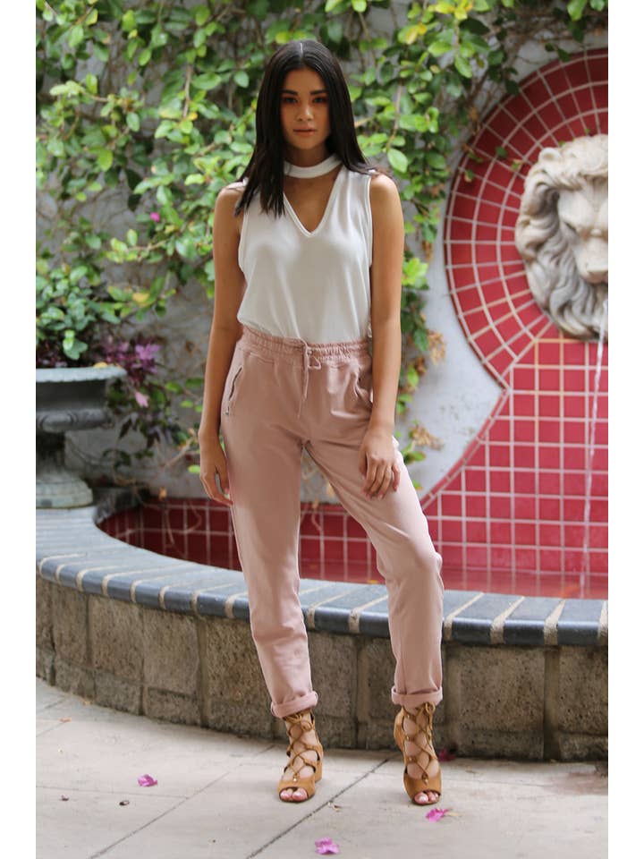 Nostalgia - Vente Pantalon d'intérieur/de jogging – femme - JOGG DE JOGGING EN TISSU ÉPONGE NP746-ASIS AVEC LIEN À NOUER SUR LE DEVANT ET POCHE ZIPPÉE5