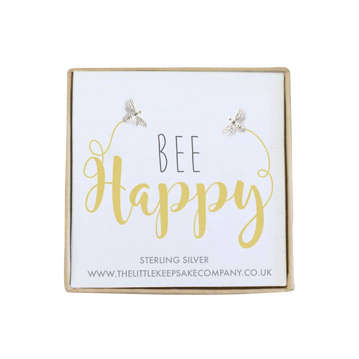 Pendientes de plata de ley con texto en forma de abeja para venta al por mayor de The Little Keepsake Company