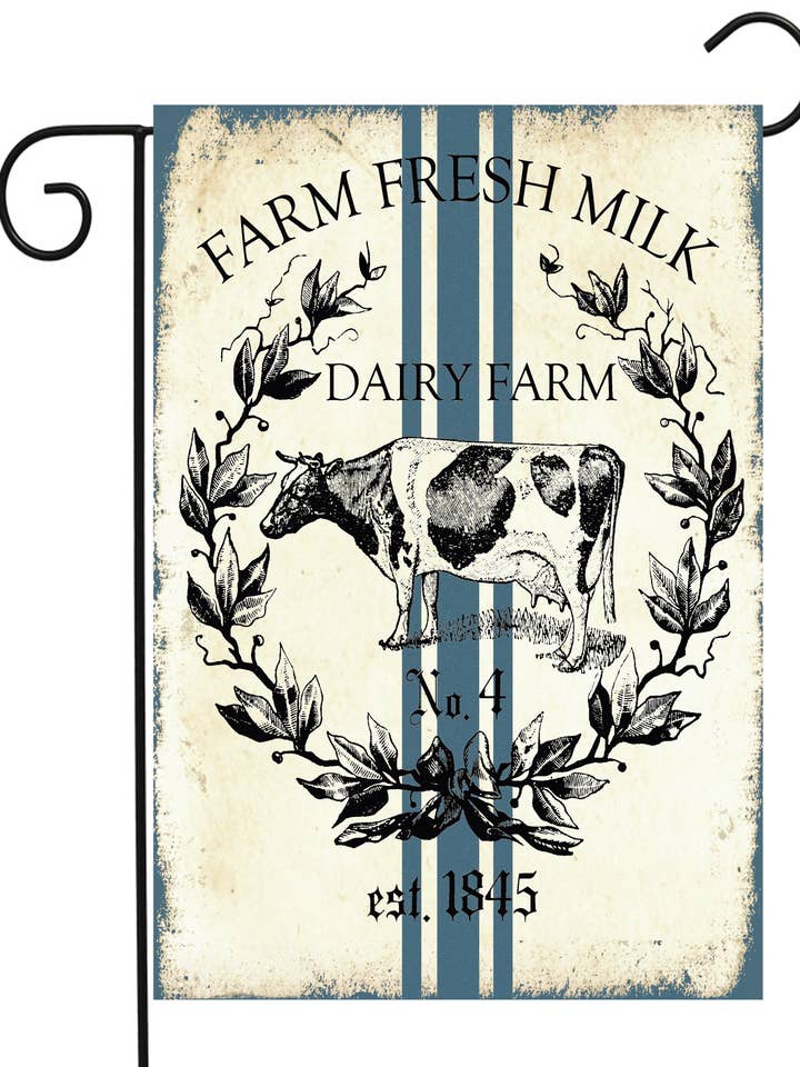 Frischmilch-Gartenflagge für den Großhandel von Happy Cow Lawn Decor