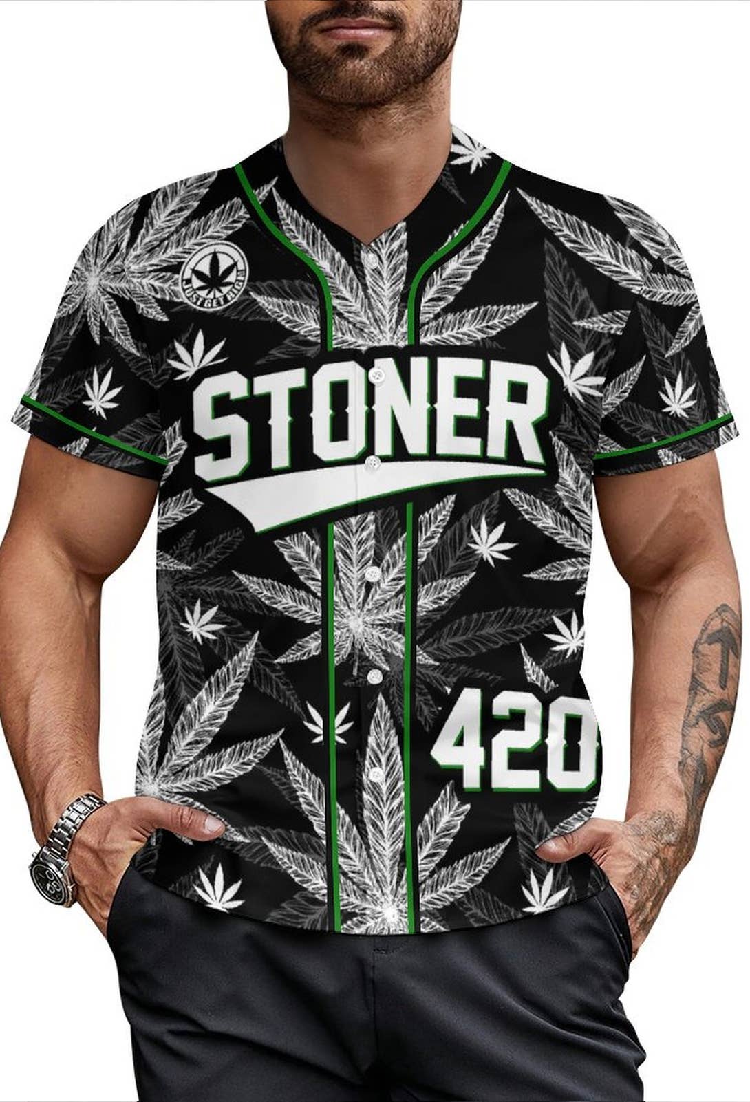 Just Get High™ - Wholesale Team Sports Jersey - Men's - Baseball Jersey: Stoner Stencil0