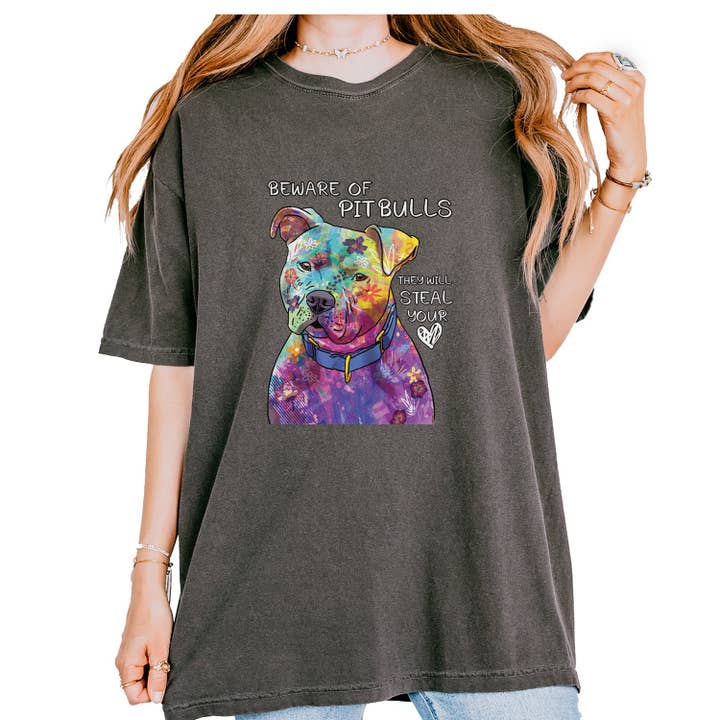 Expression Tees - Wholesale Screen Printed T-Shirt - Unisex - Beware Of Pit Bulls, They Will Steal Your Heart Vintage Soft Unisex T-shirt
