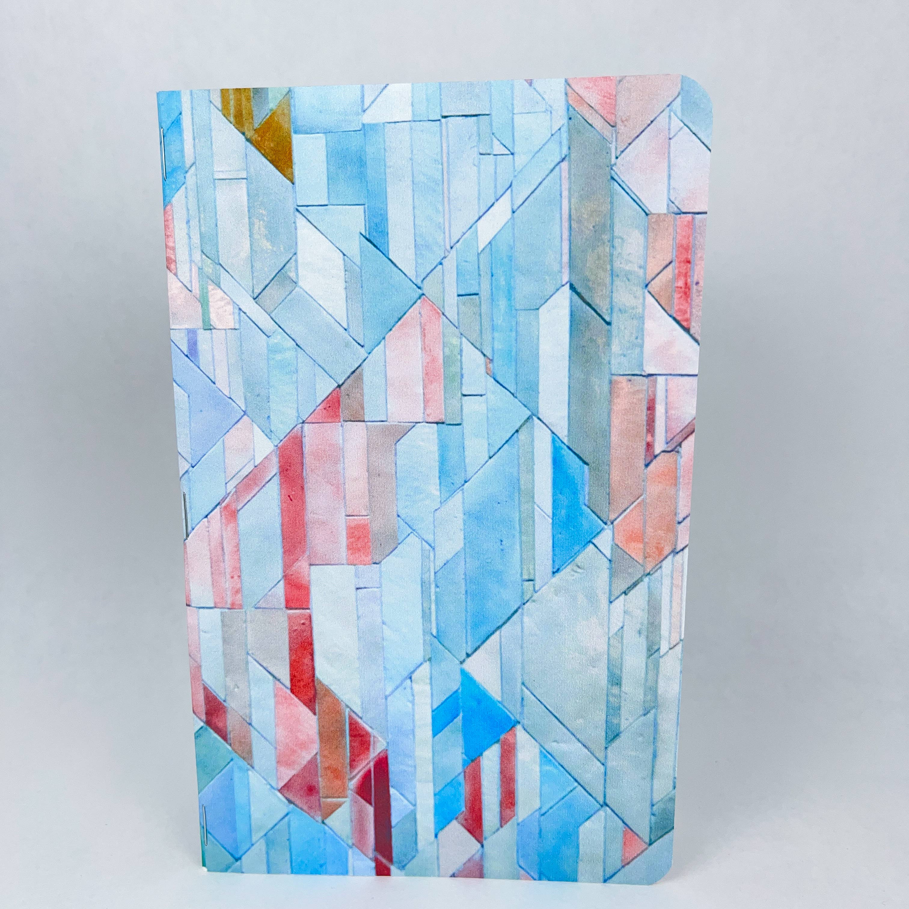 Art by Erica H & Rebel Stitchers - Vente Cahiers - Carnet à reliure agrafée fait main - Carreaux géométriques - Style 27